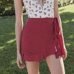 For Love & Lemons Sparkler Polka Dot Wrap Skort Size S